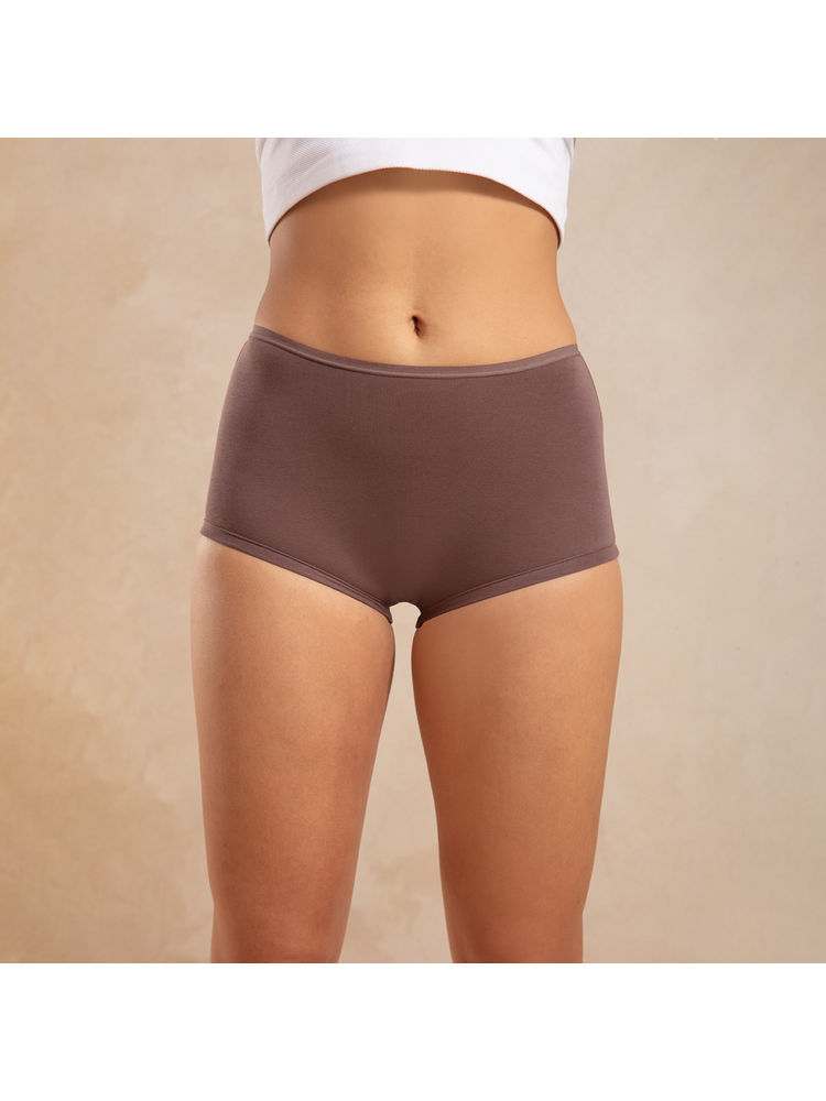 nykd by nykaa Cotton Mid Rise Boyshort with Full Rear Coverage-NYP082 Deep Taupe-picture-13