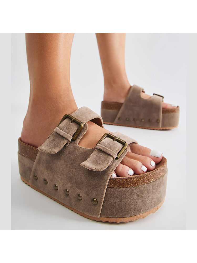 IRUSSH Brown Strappy Flatform Sandals-picture-19
