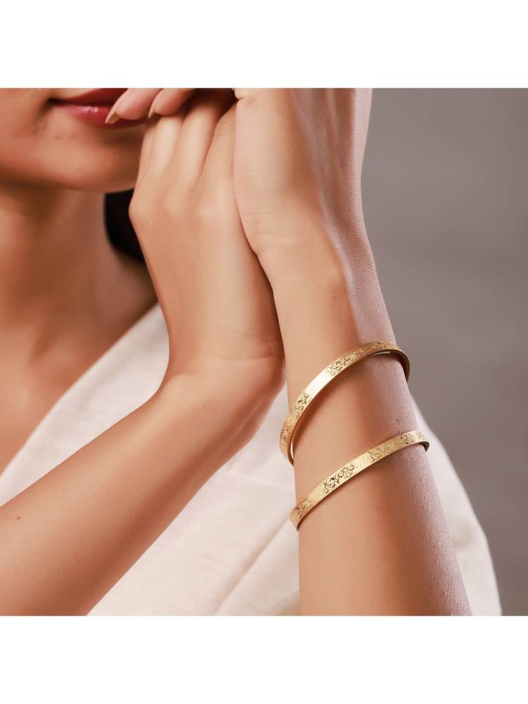 Voylla Gold Elegance Riwayat Bangles (Pack Of 2)-picture-27