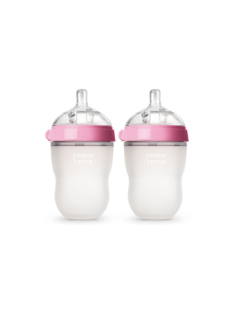 Comotomo Silicone Feeding Bottle 250ml, Pink (Pack of 2) (Pack of 2)