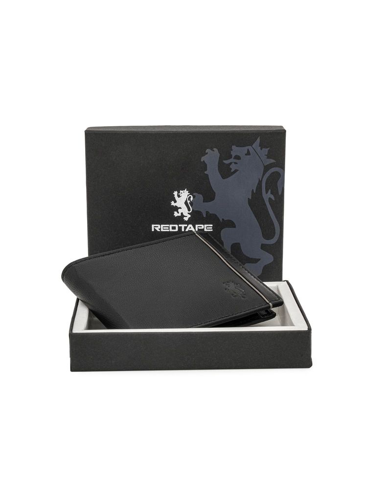Red Tape Genuine Leather RFID Black Wallet-picture-13