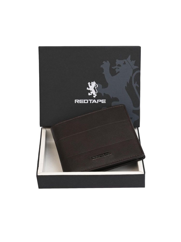 Red Tape Brown Solid Bi-Fold Leather Rfid Secured Wallet-picture-27