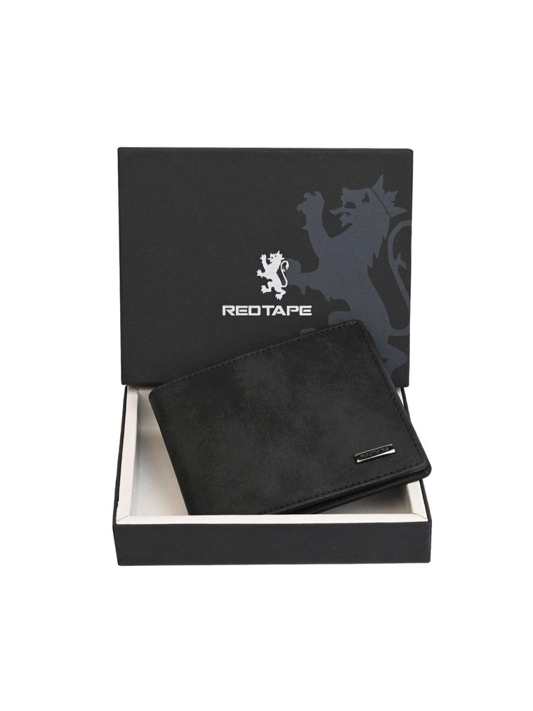 Red Tape Black Solid Bi-Fold Leather Rfid Secured Wallet-picture-13