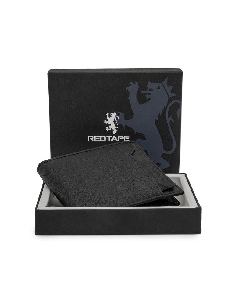 Red Tape Bifold Leather Wallet with Rfid Protection-image-3