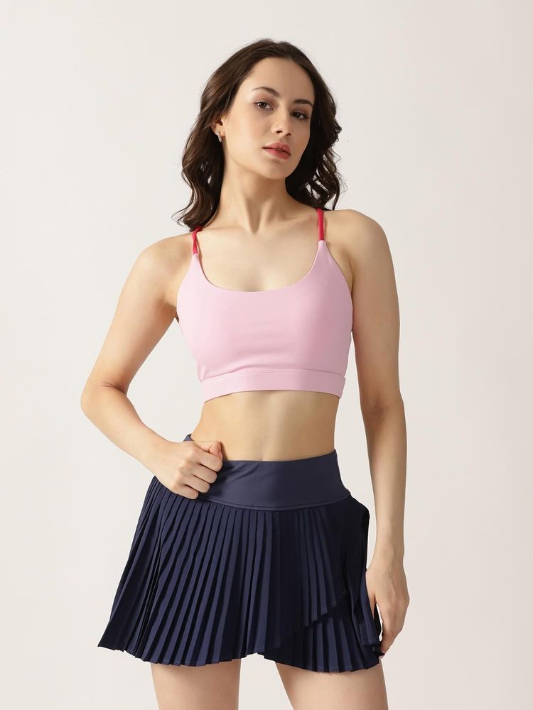 Sawsee Women Pink Playdate Strappy Sports Bra-image-3
