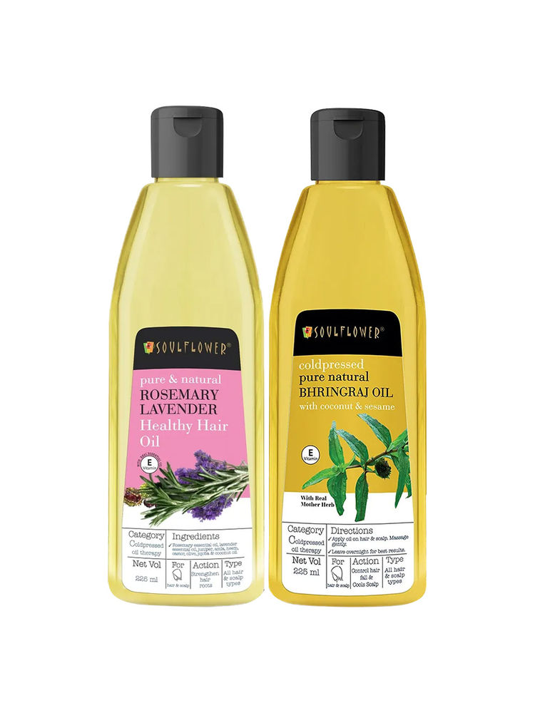 Soulflower Ayurvedic Anti-Hair Fall Bhringraj & Rosemary Lavender Healthy Hair Oil Combo