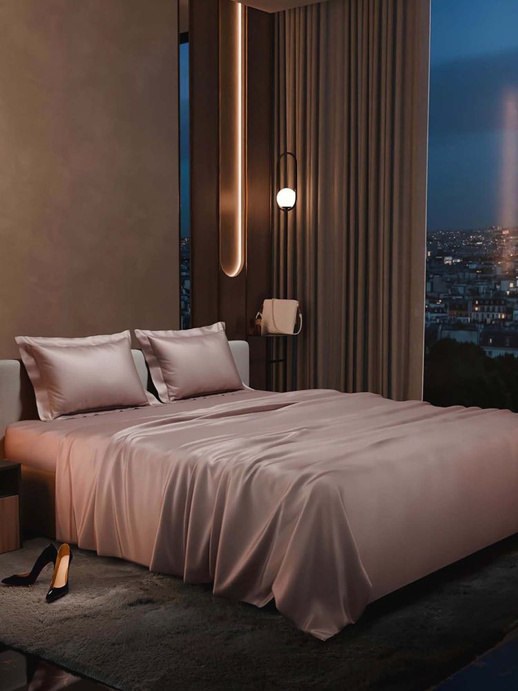 BIANCA Brown Solid Microfibre Bedsheet with Pillow Covers (Double)-image-4
