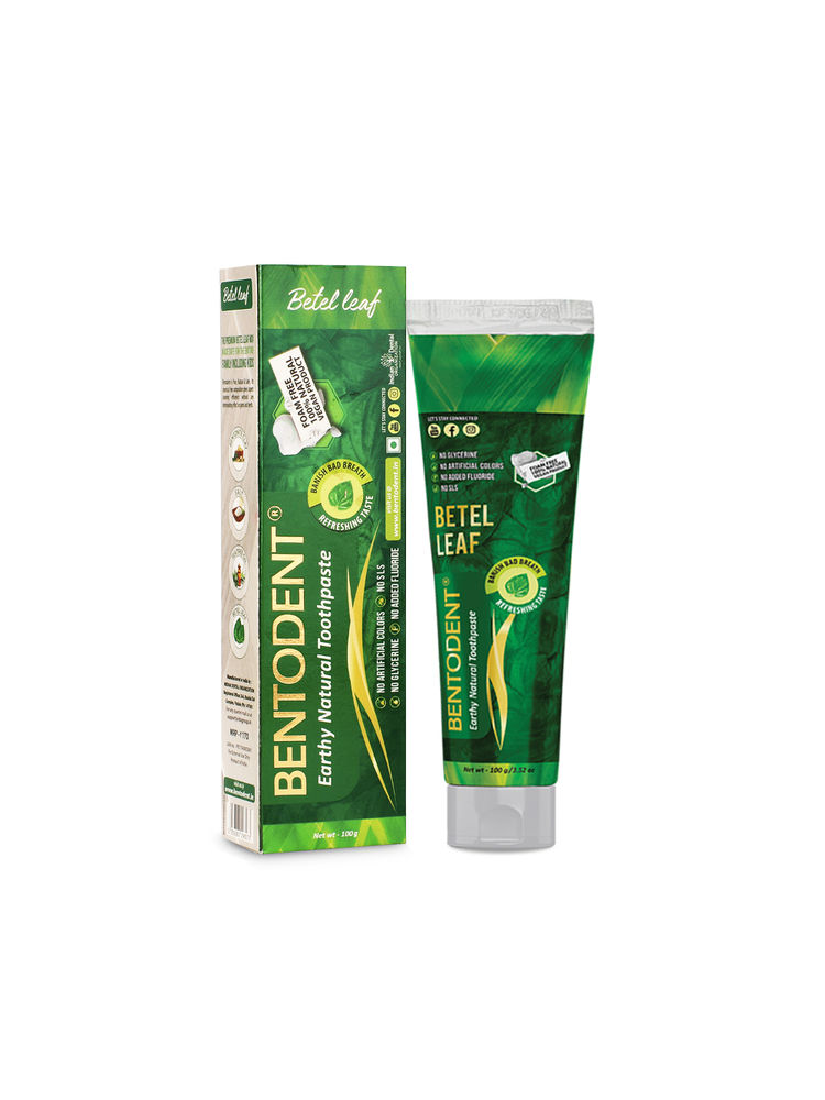 Bentodent Betel Leaf Toothpaste Organic, Vegan,SLS Free, Fluoride Free for Fresh breath