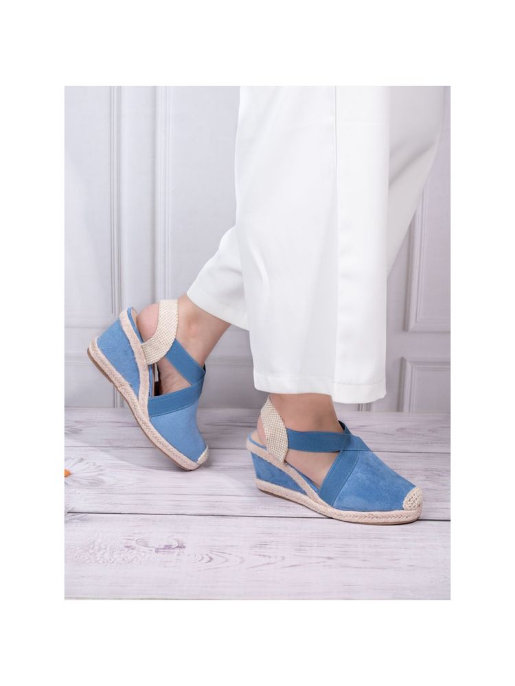 Briskers Blue Wedge Open Toe Wedges Heels-picture-23