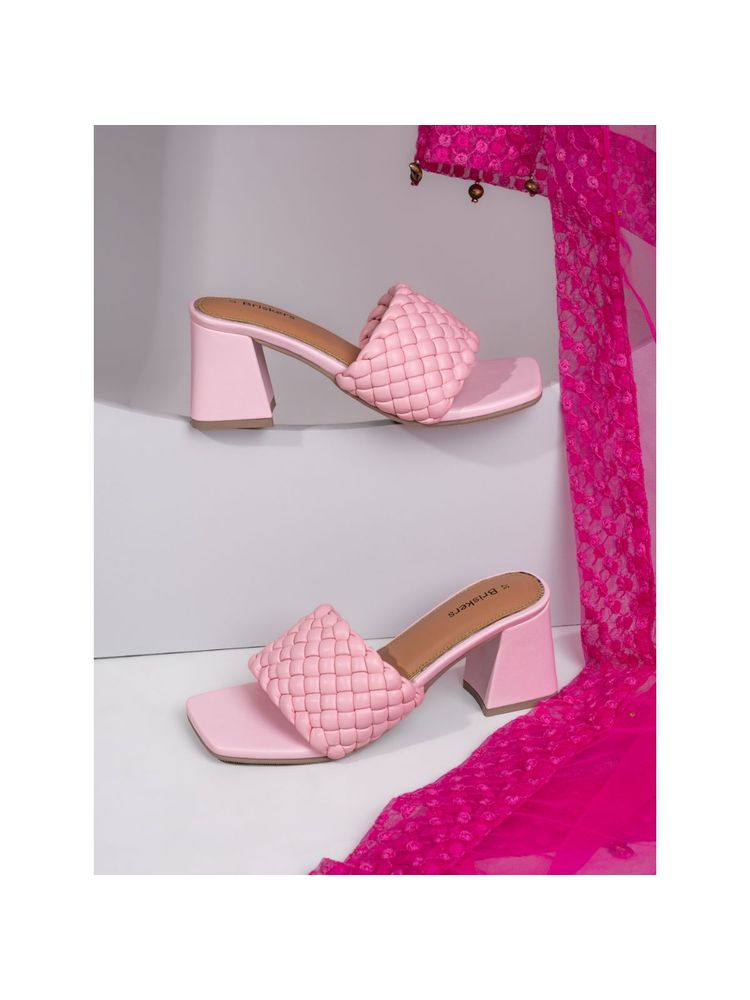 Briskers Pink Block Open Toe Sandal Heels-picture-21