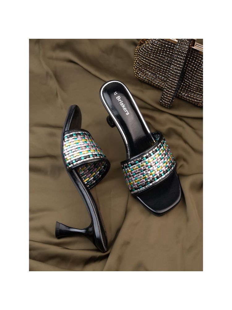 Briskers Black Spool Open Toe Sandal Heels-image-28