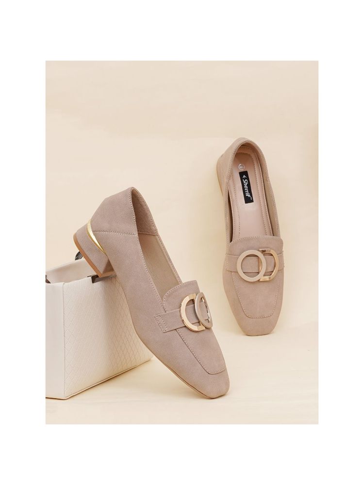 Sherrif Shoes Beige Block Square Toe Pump Heels-image-37