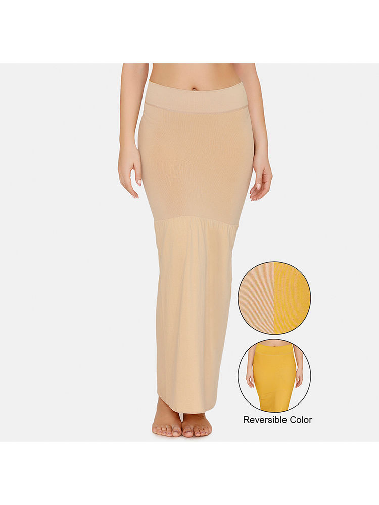 Zivame High Compression Flared Mermaid Reversible Saree Shapewear - Yellow-image-8