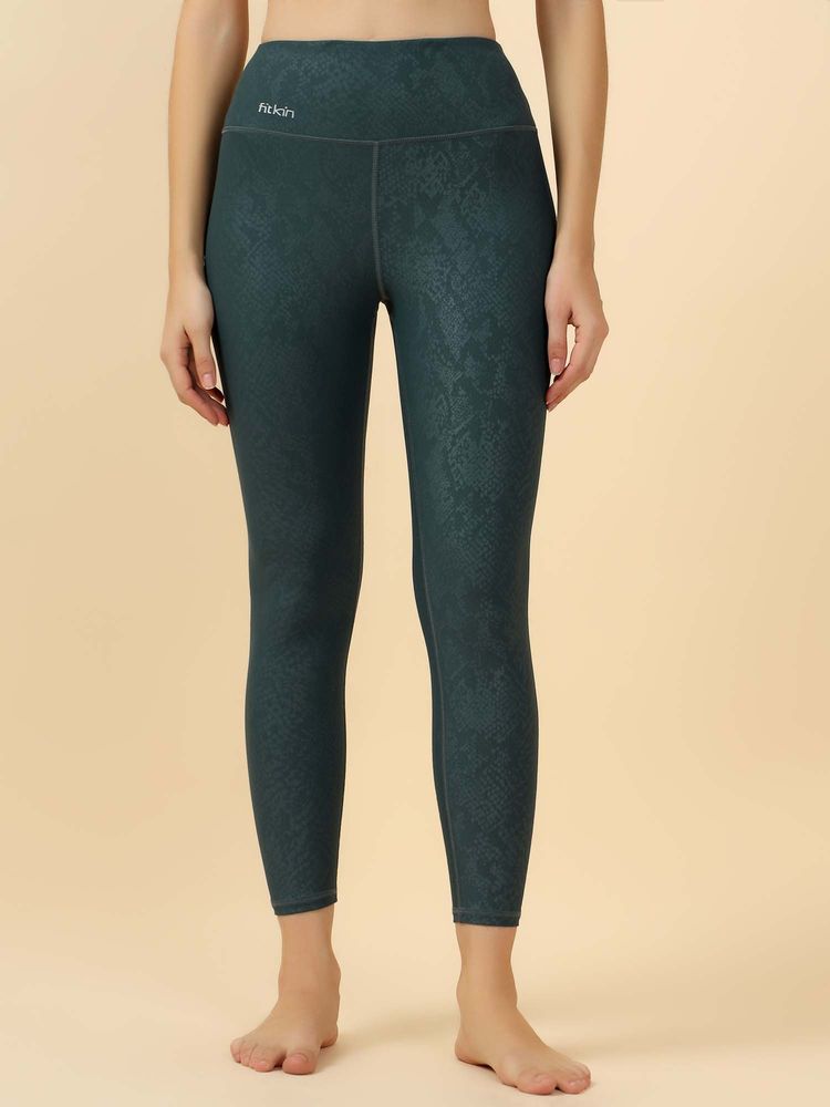 Fitkin Green Lux Dark Forest Snake Skin Tights-picture-10