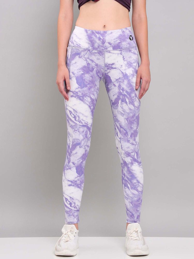 Technosport Purple Women Printed Slim Fit Sports Tights with Elastic Plus for Workout Wear-picture-23