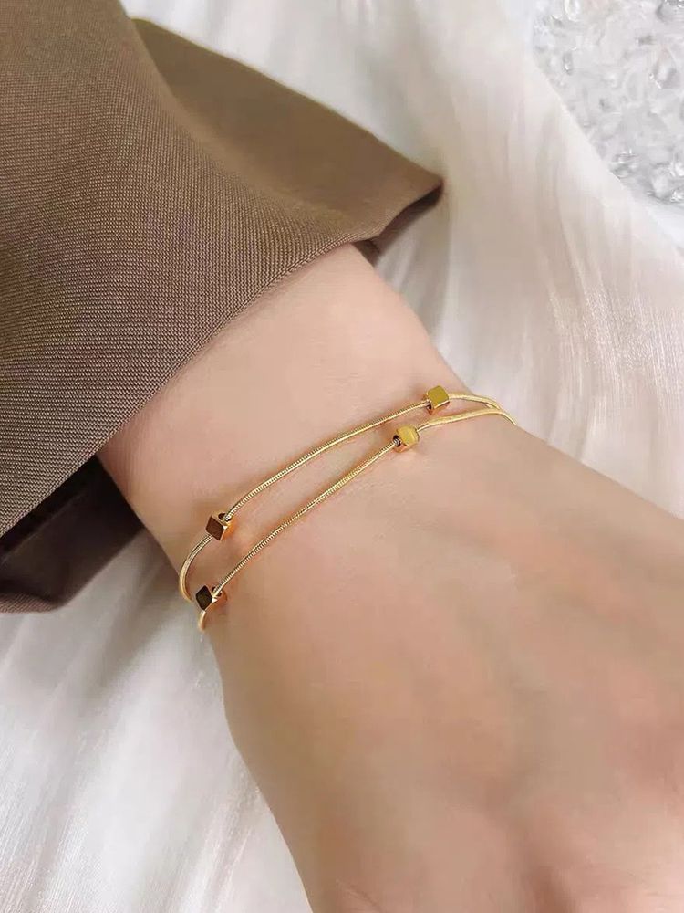 Jewels Galaxy Gold Plated Stainless Steel Anti-Tarnish Geometric Bracelet-picture-31