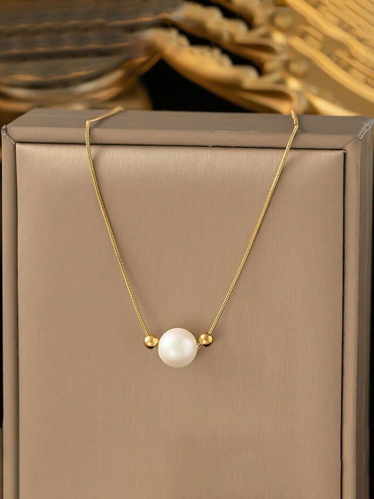 Jewels Galaxy Gold Plated Stainless Steel Anti Tarnish Pearl Pendant Necklace-picture-38