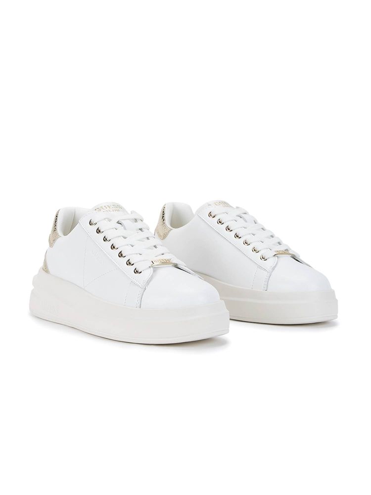 Guess Women White Gold Textured Elbina Lace-Up Sneakers-image-19