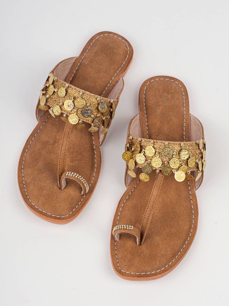 Sandalwali Women Brown Naira Vegan Kolhapuri-image-40