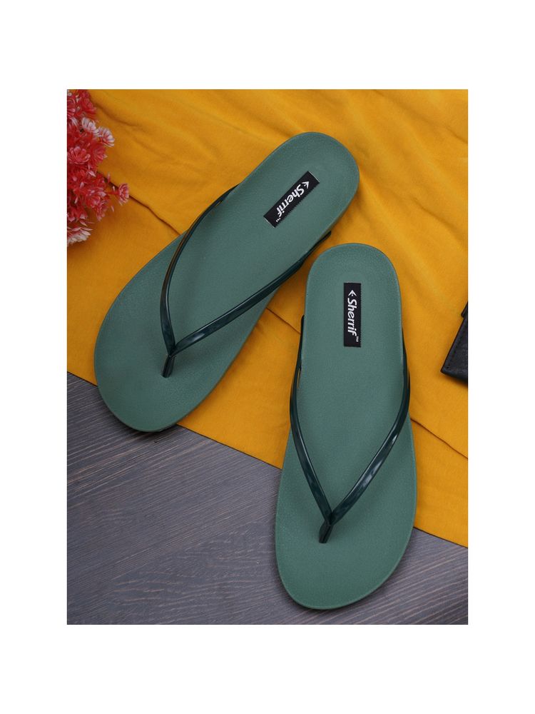 Sherrif Shoes Womens Comfortable Green Flip-flop-image-30