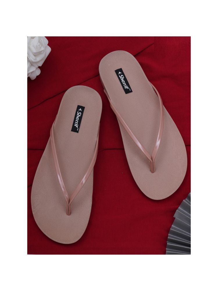 Sherrif Shoes Womens Comfortable Nude Flip-flop