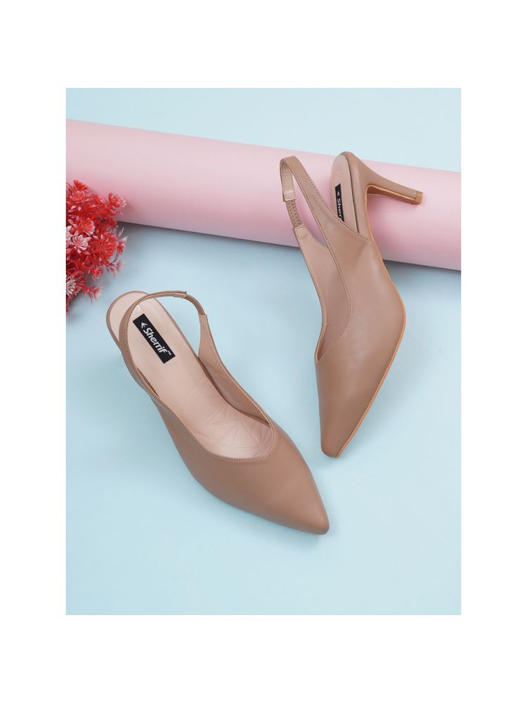 Sherrif Shoes Womens Beige Stiletto Sandals