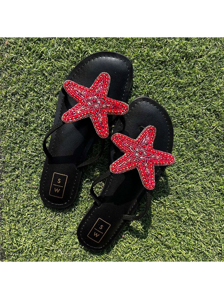 SANDALWALI Lucy Red Embroidered Starfish Sandal-picture-5