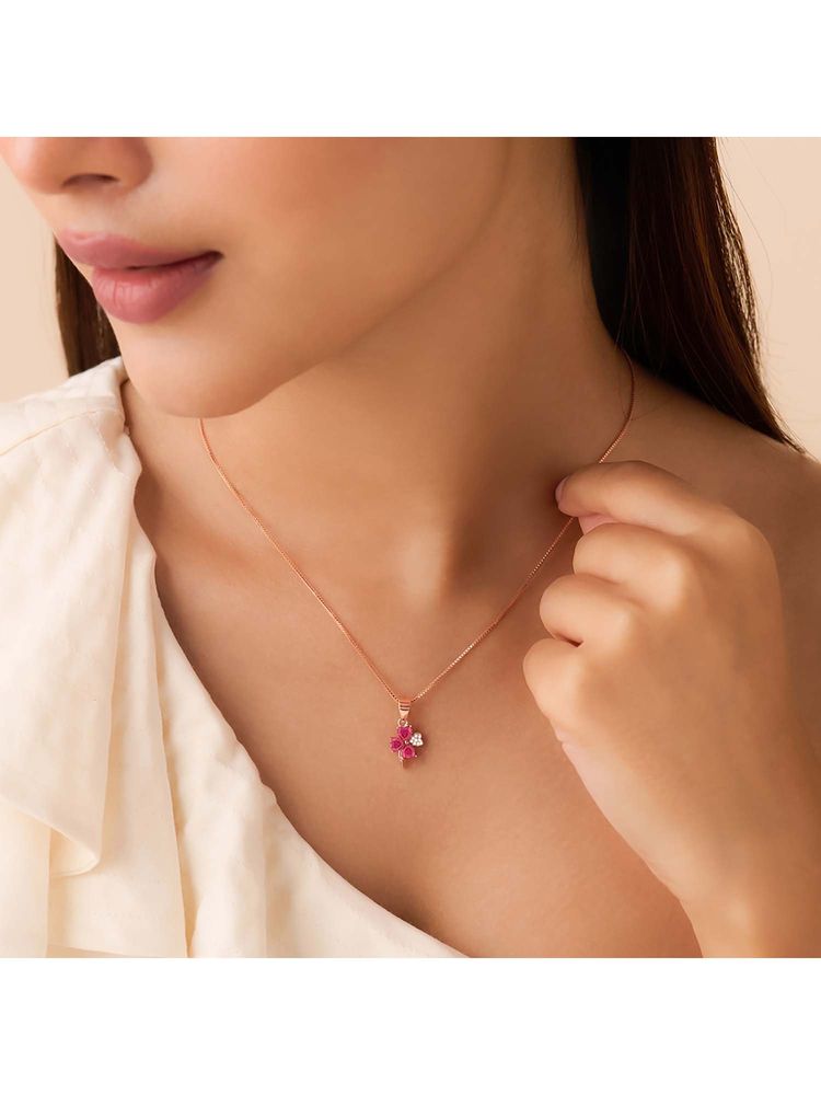 Zavya The Heart's Lucky Charm Pink Stone Necklace-image-49