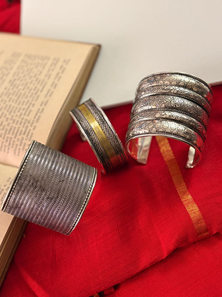 Niska Silver Madri Stacked Cuffs (Pack of 3)-image-36