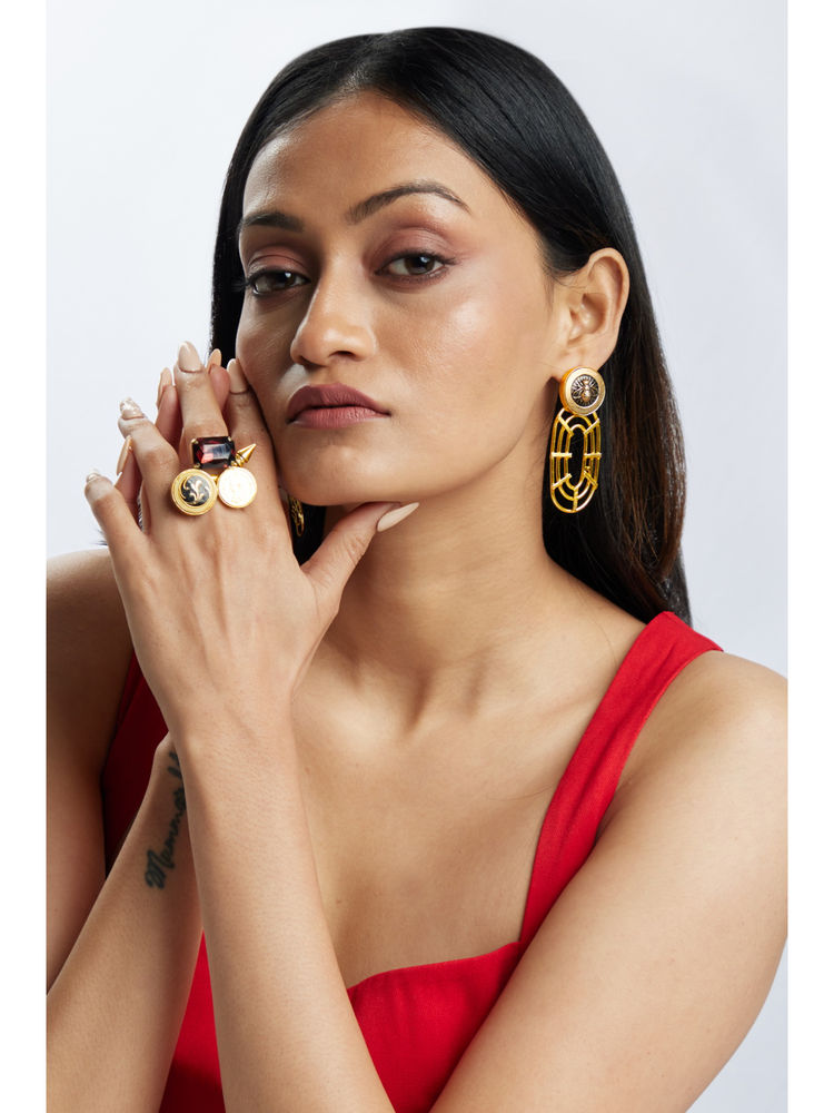 AMOSSH 18K Gold Plated Anti Tarnish Honey Bee Earrings-image-33