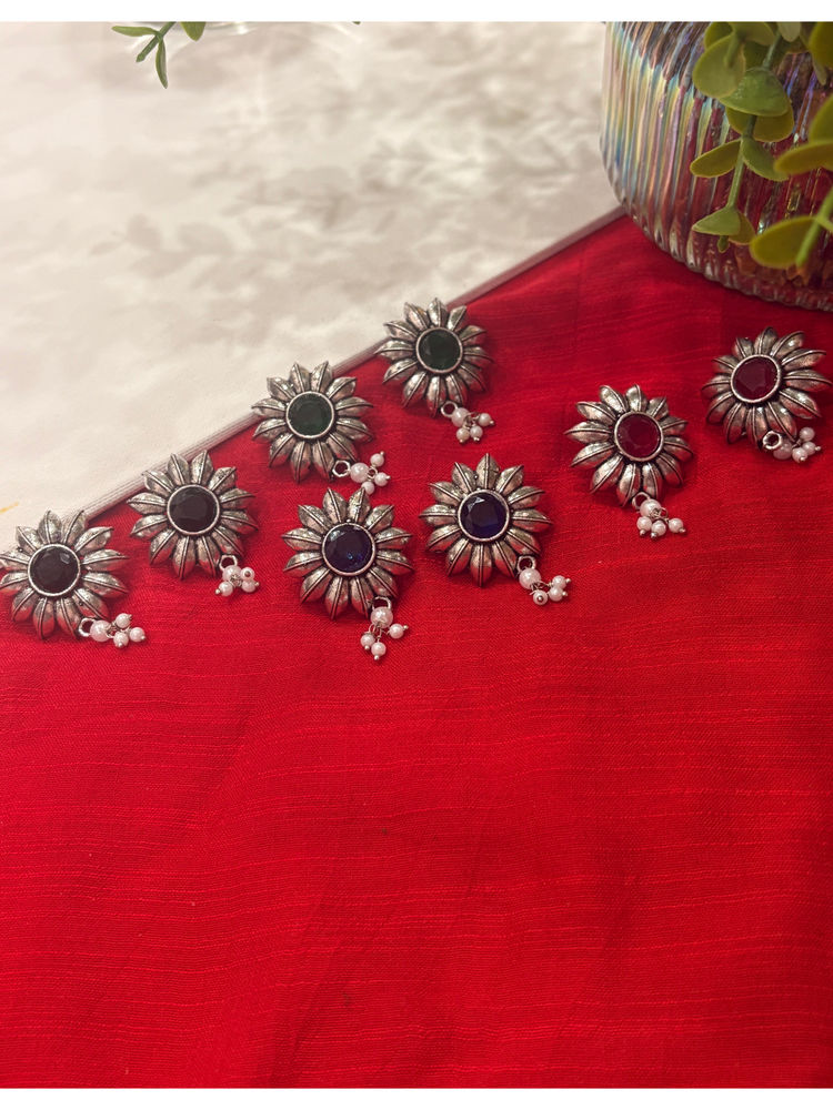 Niska Multi-Color Meera Silver Replicas Earrings (Pack of 4)-image-47