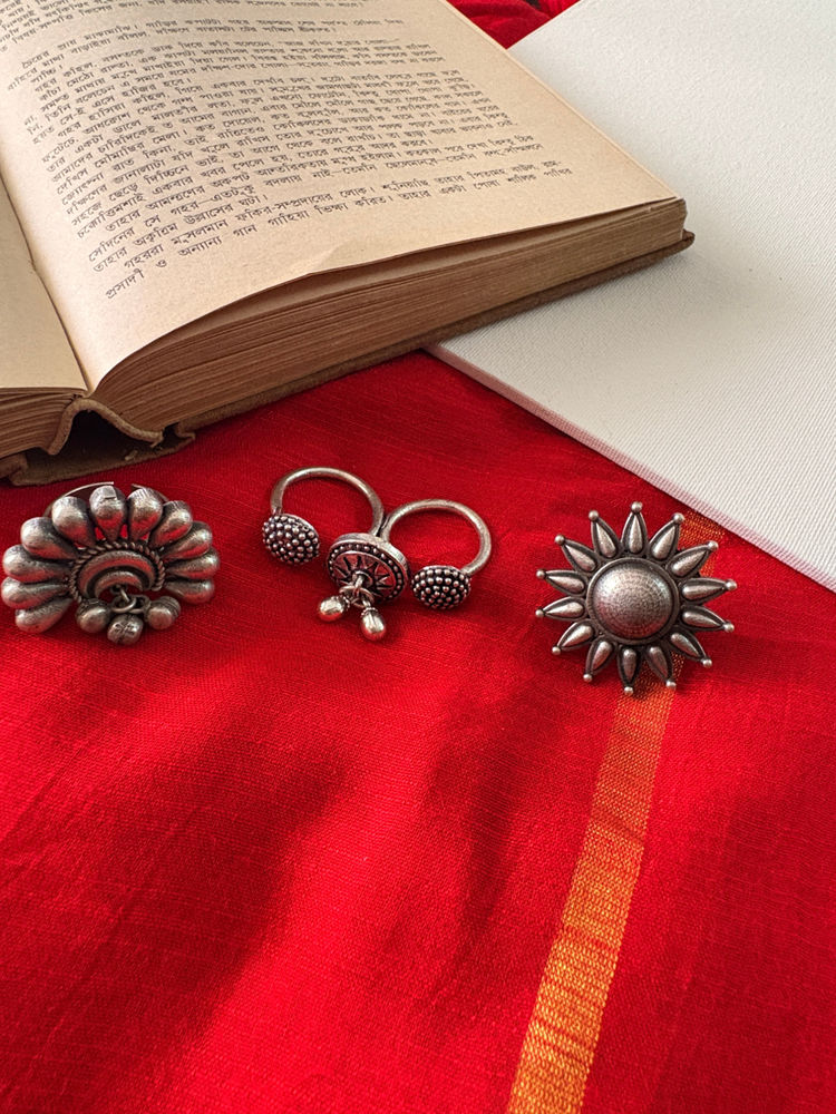 Niska Silver Ishani Bold Rings (Pack of 3)-image-2