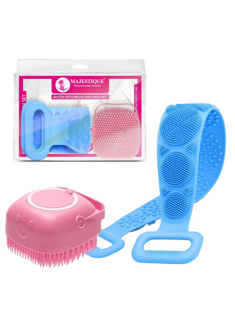 Majestique Silicone Body Scrubber With Bath Belt - Multicolor-image-5