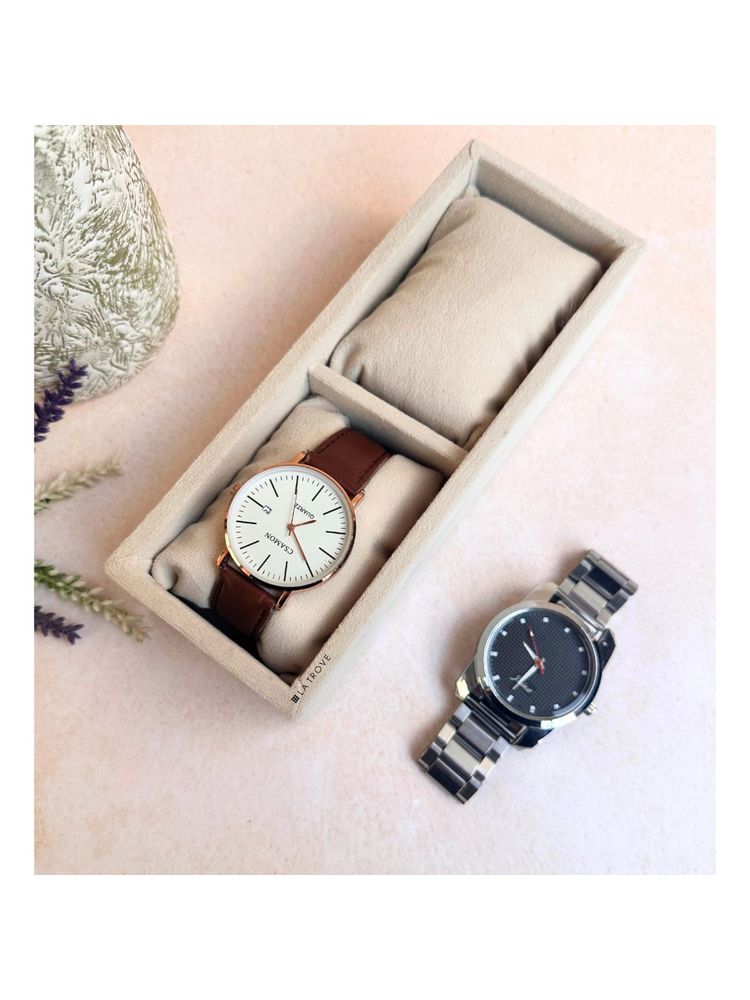La Trove Cream Velvet 2 Slots Watch & Bracelets Storage Organizer Display Tray-picture-35
