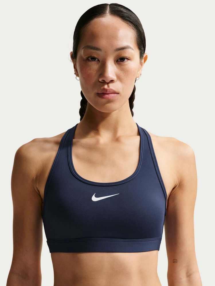 Nike Swoosh Medium Support Women Navy Blue Padded Sports Bra-image-36
