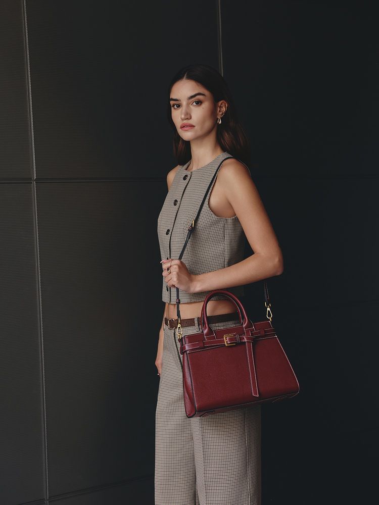 MIRAGGIO Maroon Althea Satchel Bag with Detachable Strap (Medium)-picture-21