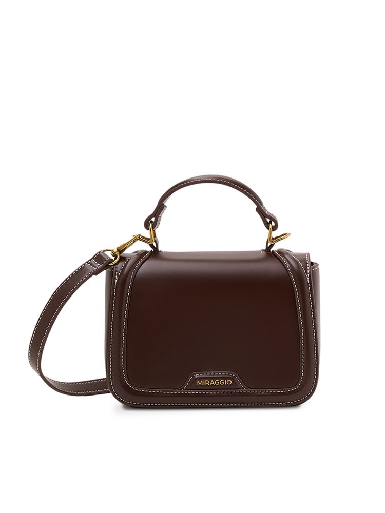 MIRAGGIO Brown Nia Top Handle Crossbody Bag (Small)-picture-37