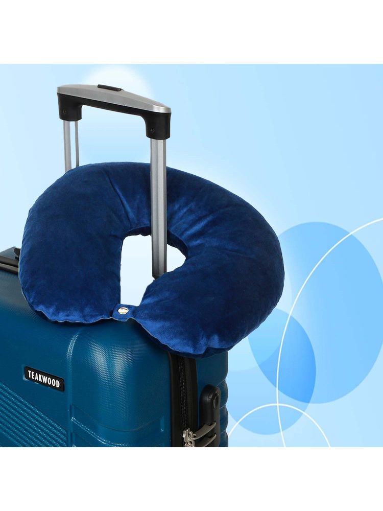 Teakwood Blue U-Shaped Neck Pillow with Been Balls Filled-image-37