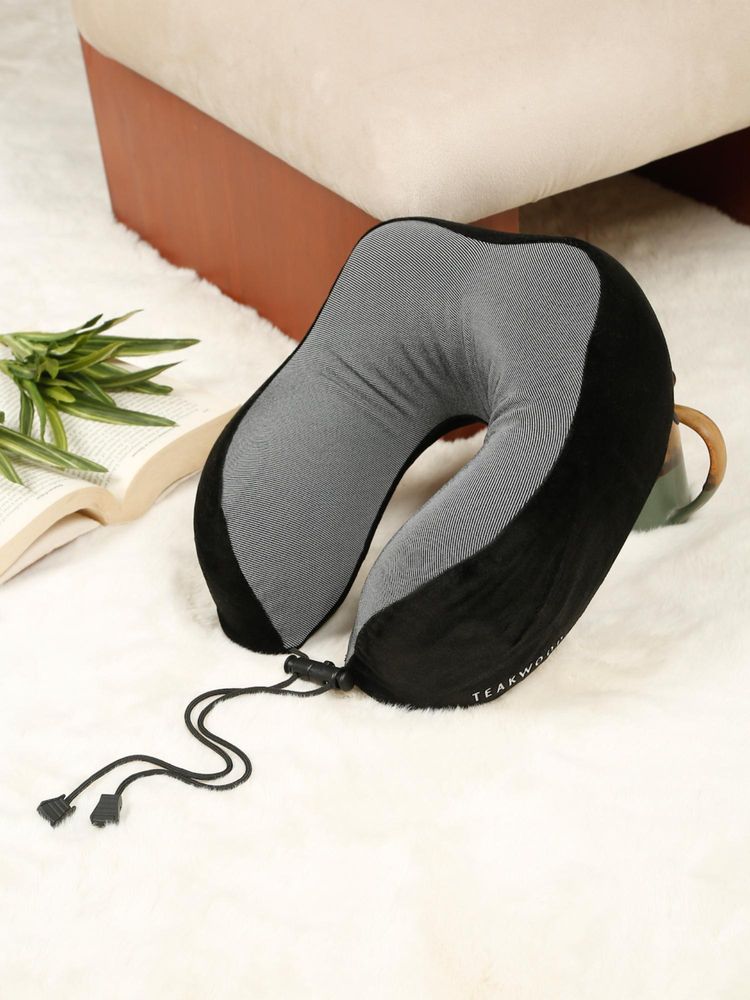 Teakwood Leathers Unisex Black Soft Foam U-Shaped Neck Pillow-picture-10