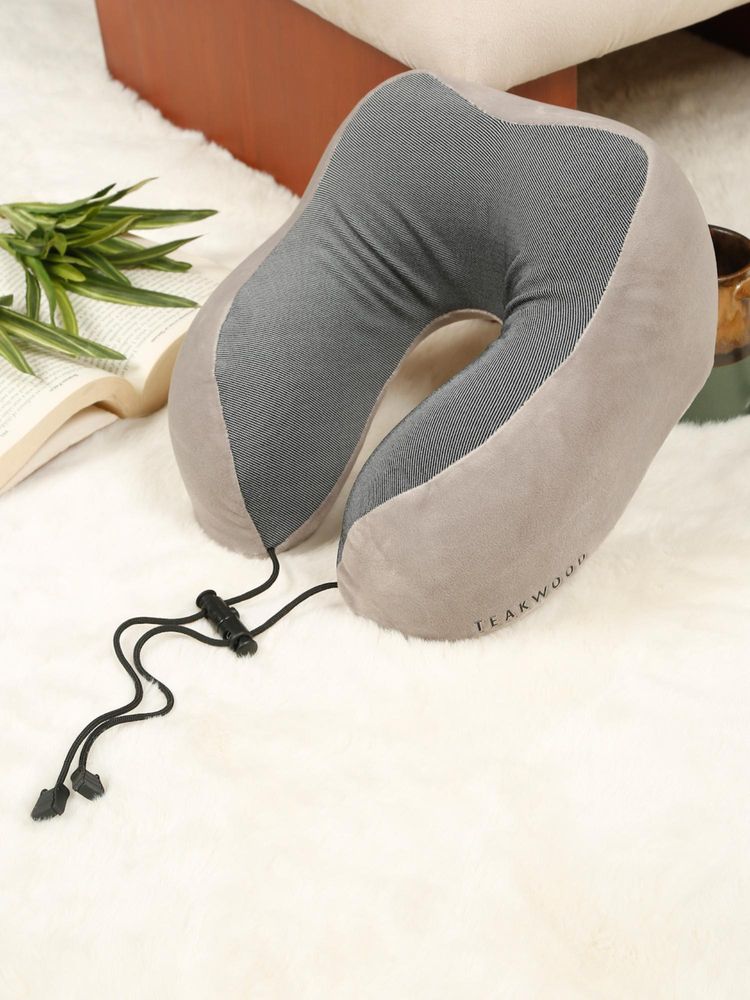 Teakwood Leathers Unisex Grey Soft Foam U-Shaped Neck Pillow-image-45