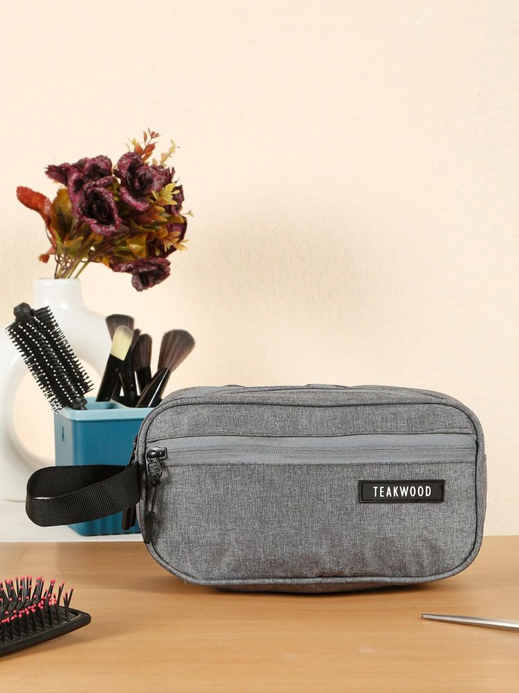 Teakwood Khadi Grey Compact Dual-Zip Travel Toiletry Bag-image-20