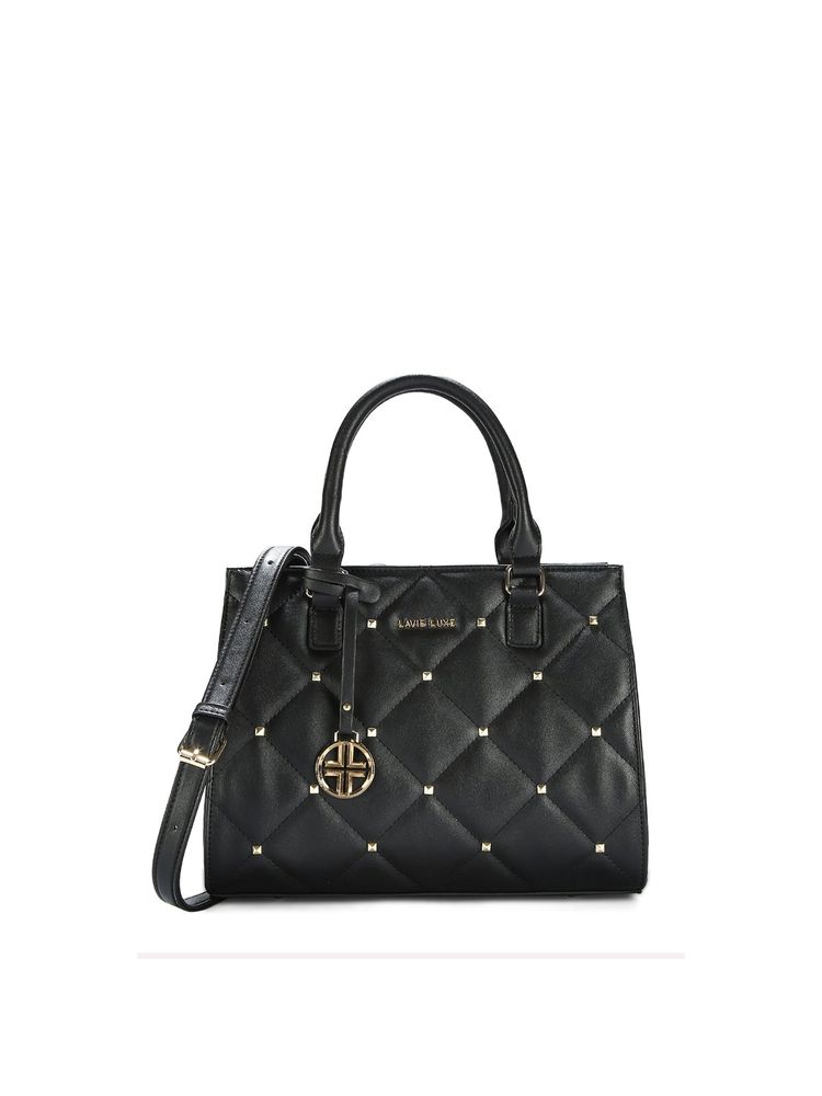 Lavie Luxe Stud Shelly Women's Satchel (Black) (M)-image-23