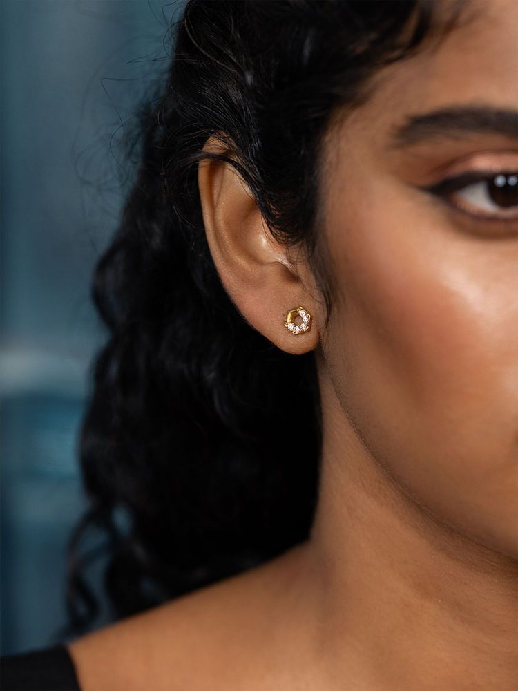 Shaya by CaratLane Eternal Love Earrings in Gold Plated 925 Silver-image-45