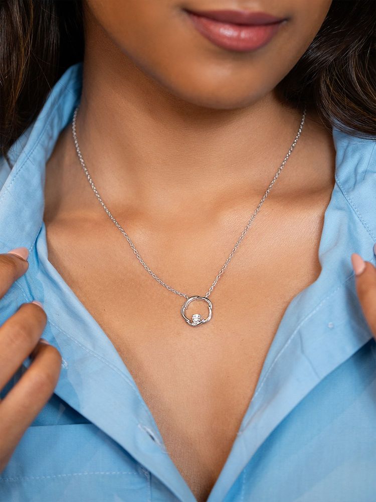 Shaya by CaratLane Circle of devotion Necklace in 925 Silver-image-35