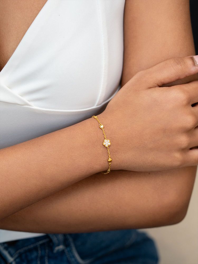 Shaya by CaratLane Garden of Love Bracelet in Gold Plated 925 Silver-image-1