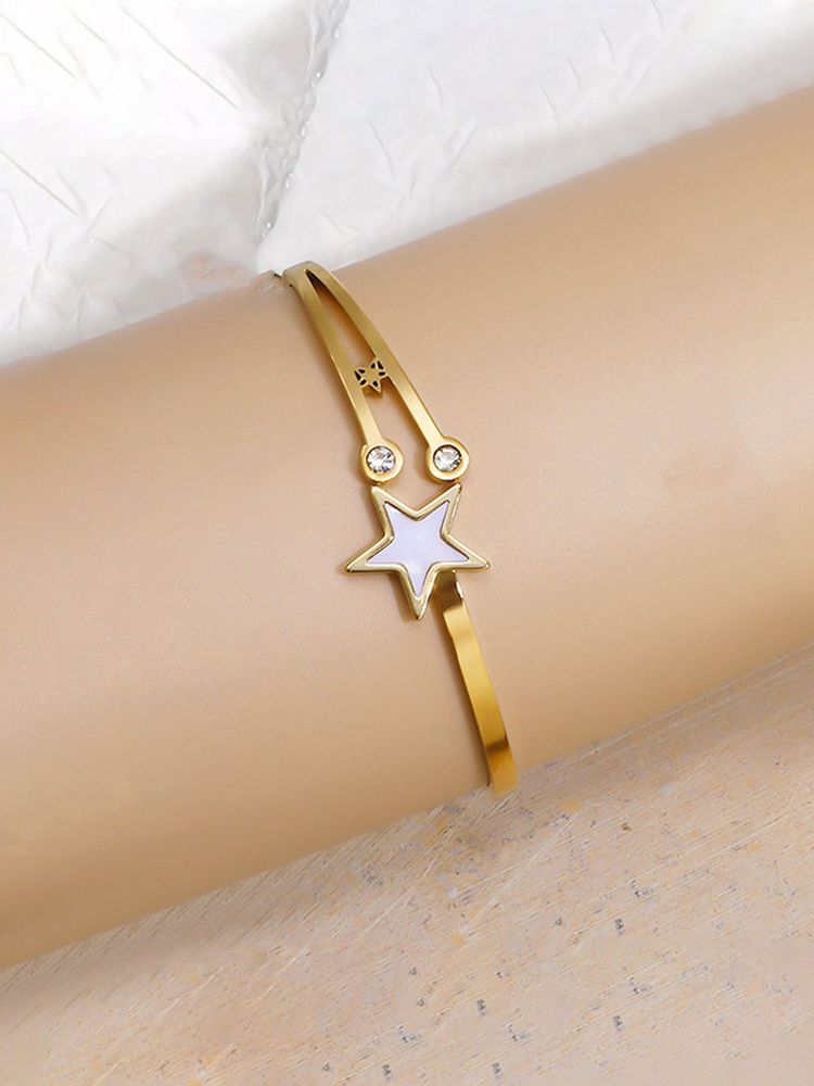 Jewels Galaxy Gold Plated Stainless Steel Star Themed Anti Tarnish Bangle Style Bracelet-image-7