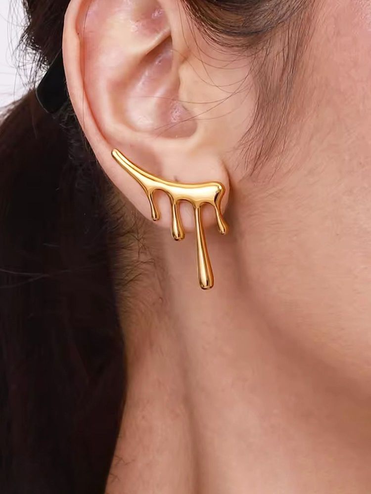jewels galaxy gold plated stainless steel anti tarnish irregular drop earrings