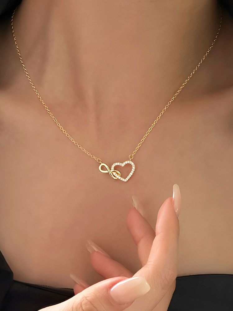 Jewels Galaxy Gold Plated Anti Tarnish Stainless Steel Infinity Heart Themed Necklace-picture-20