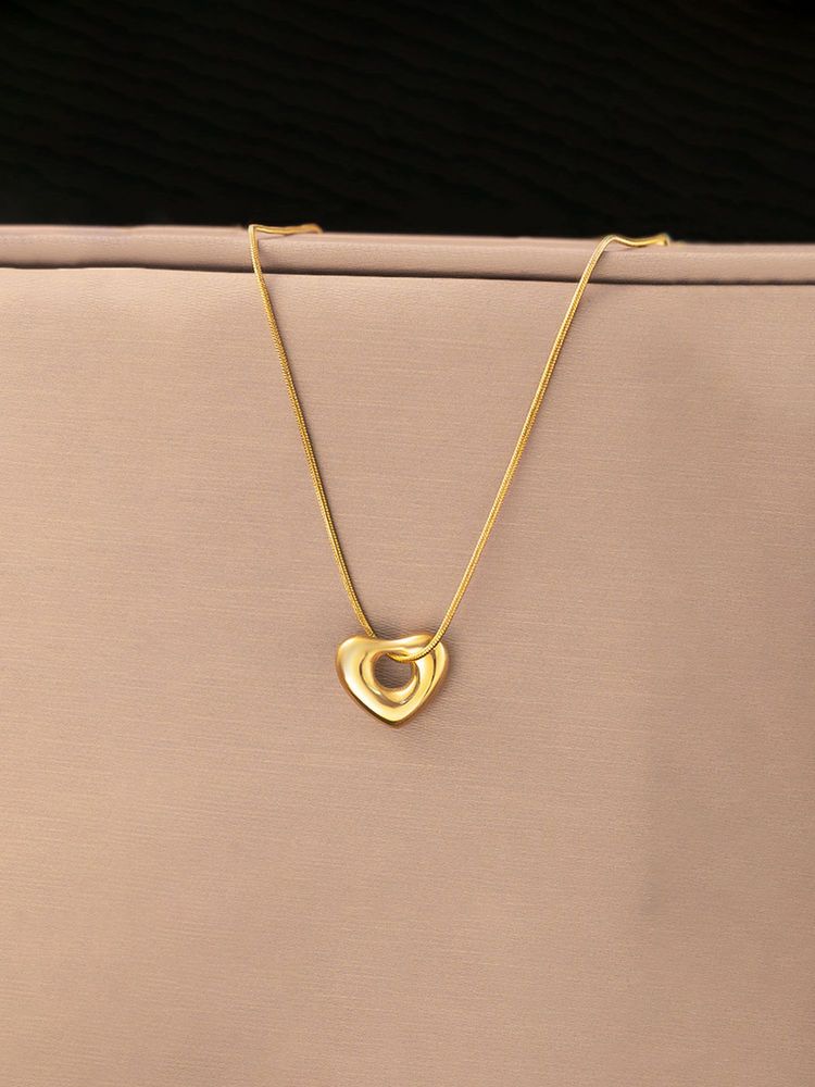 Jewels Galaxy Gold Plated Anti Tarnish Stainless Steel Heart Themed Necklace-image-13