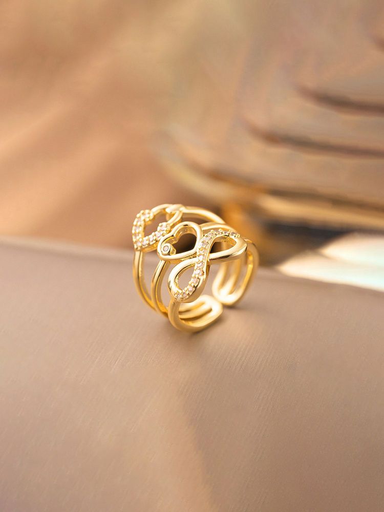 Jewels Galaxy Gold Plated Anti Tarnish Stainless Steel Infinity Heart Themed Ring-picture-16